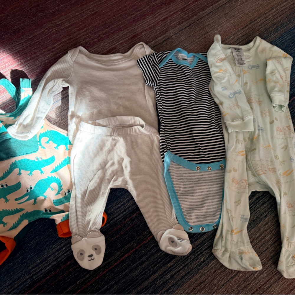 White Ribbed Baby Footie with Teal Trim - Soft Everyday One-Piece